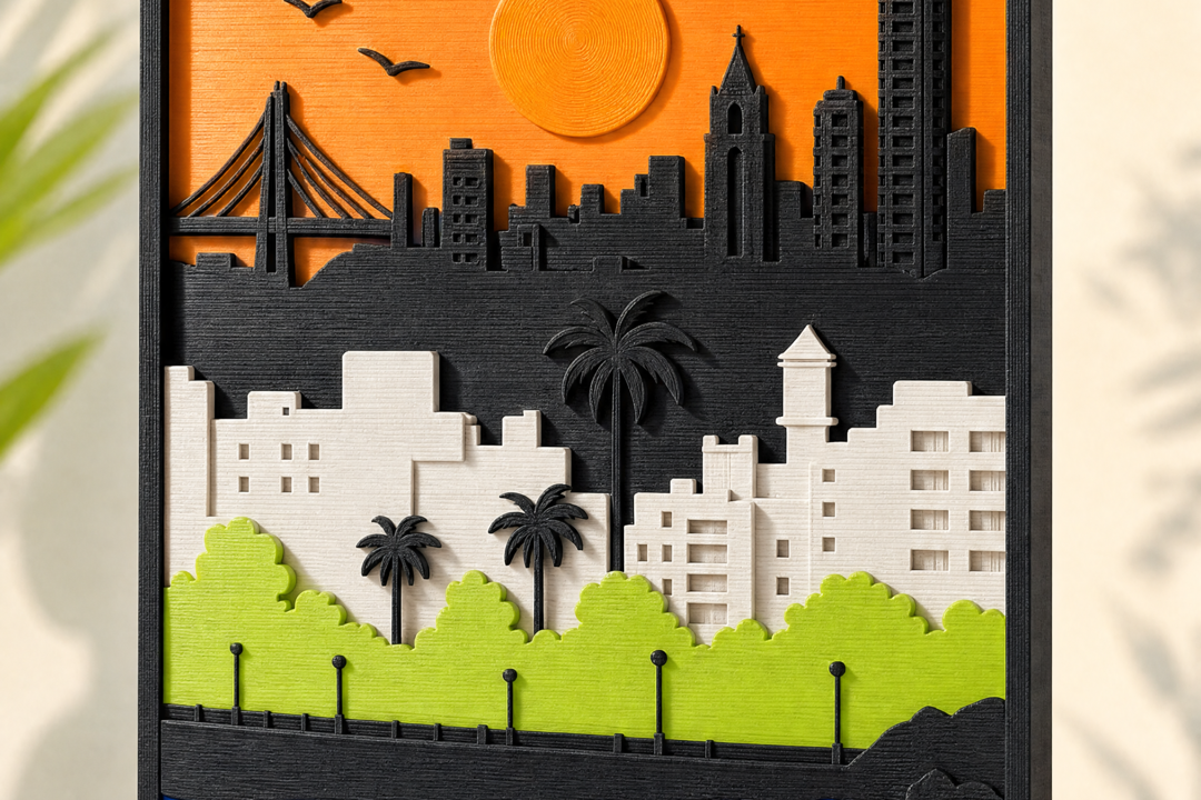 Bandra Skyline Layer Art curated product listing image by Parallel Objects