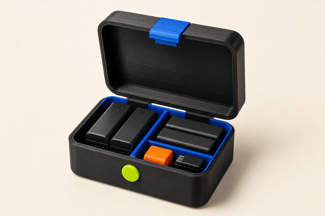 Camera Battery Case curated product listing image by Parallel Objects