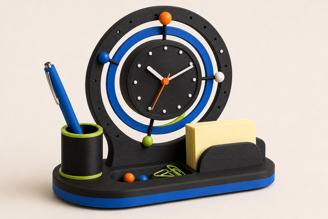Desk Orbit Clock Stand curated product listing image by Parallel Objects