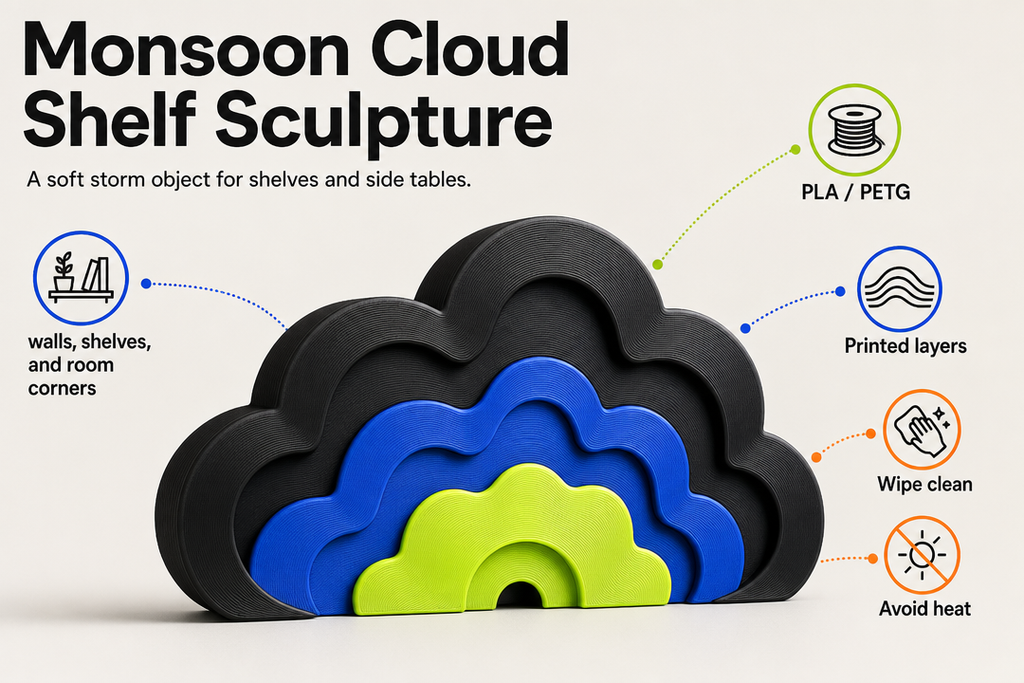 Monsoon Cloud Shelf Sculpture product detail and care graphic by Parallel Objects